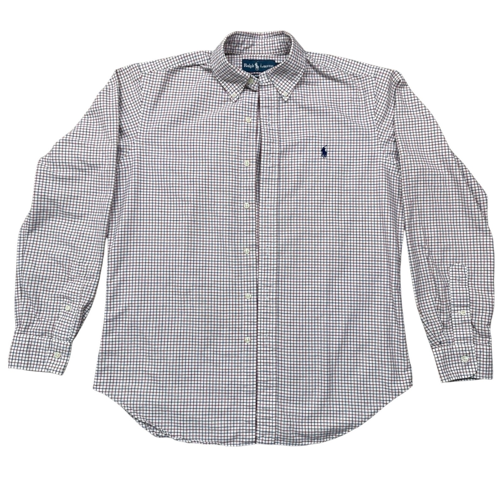 M Ralph Lauren Classic Fit Tattersall Check Button Down Shirt Red White Blue